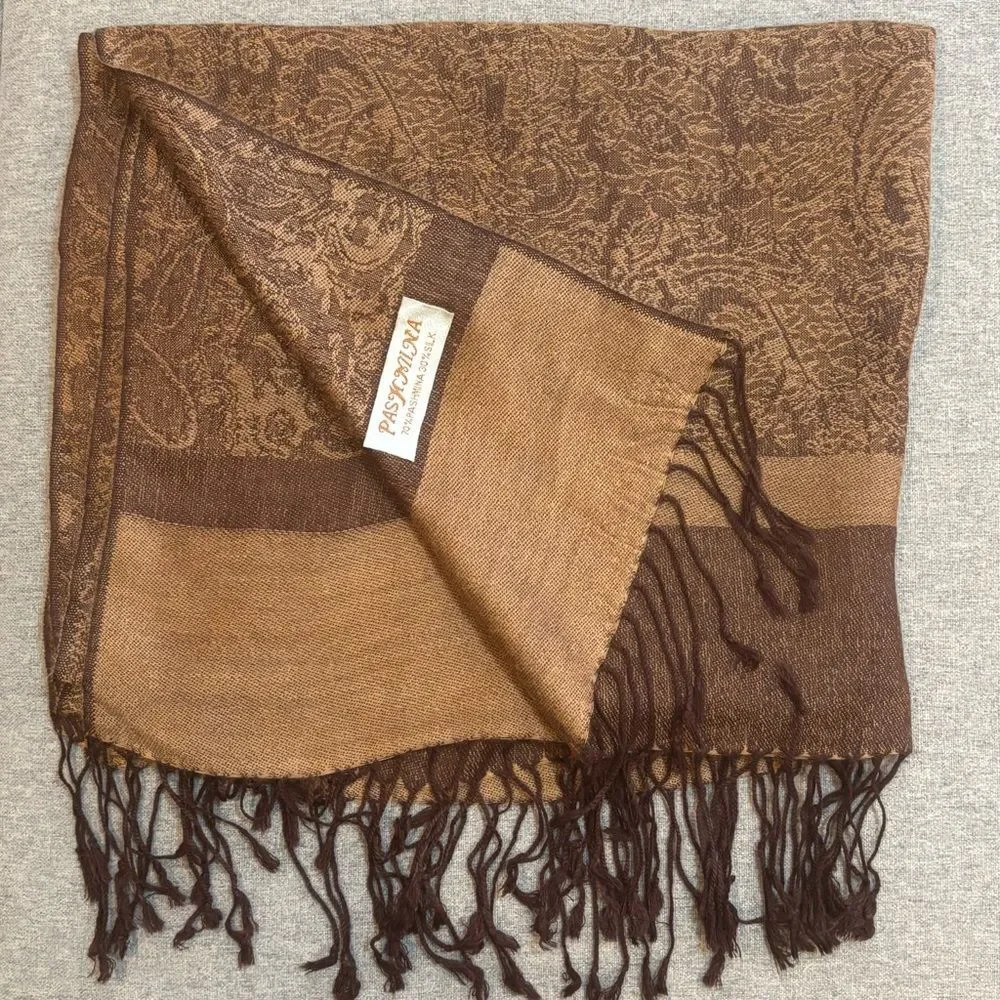 Pashmina Jacquard Paisley Double-Sided Two Tone Shawl Wrap Vintage Scarf